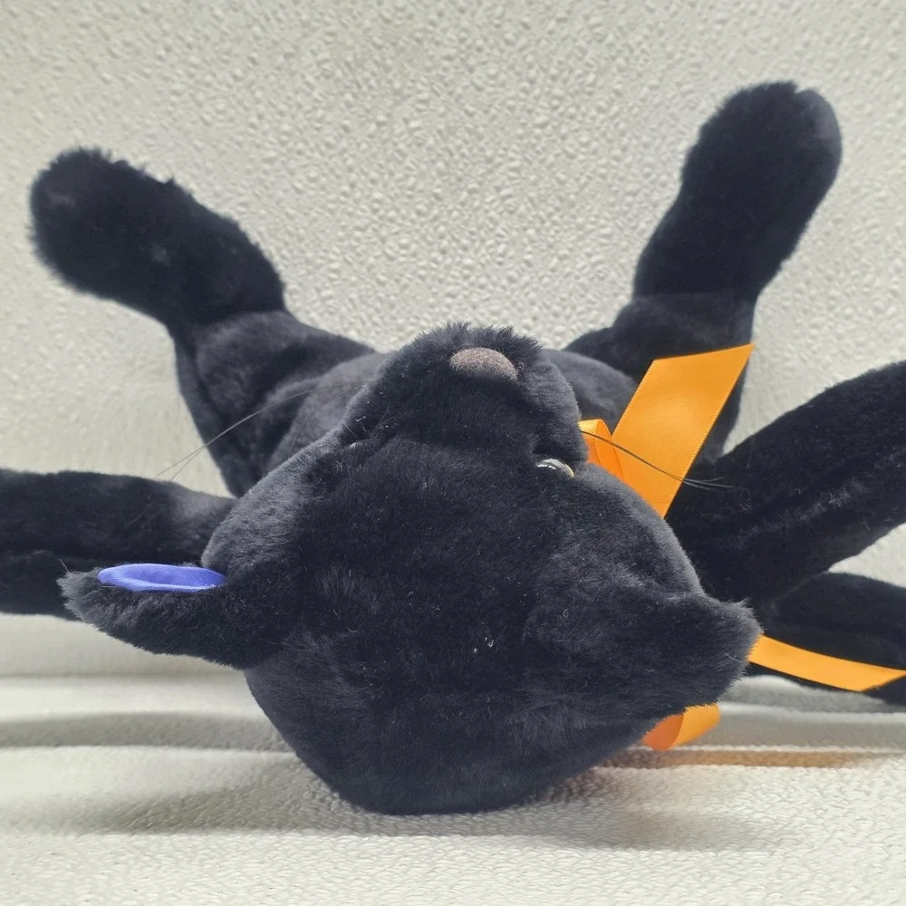 Vintage Hallmark Midnight Halloween Black Cat Blue Paws & Ears Plush